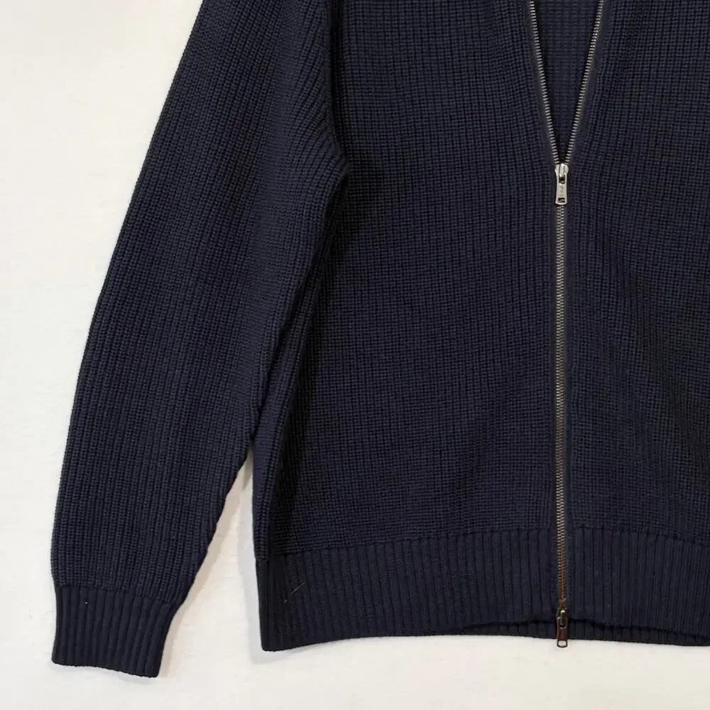 Todd Snyder Full Zip Sweater Men's XL Blue Knit Heavy Merino Wool